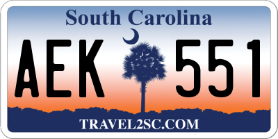 SC license plate AEK551
