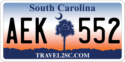 SC license plate AEK552