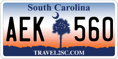 SC license plate AEK560
