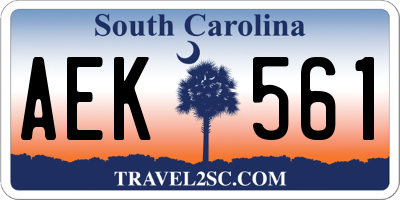 SC license plate AEK561