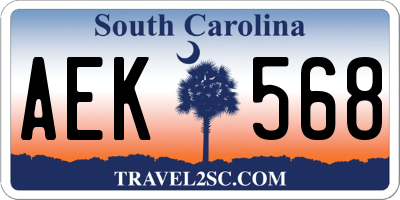 SC license plate AEK568
