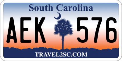 SC license plate AEK576