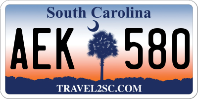 SC license plate AEK580