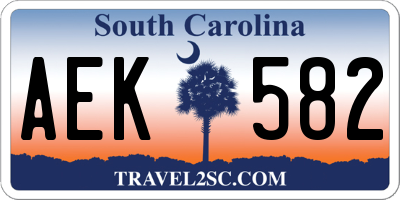 SC license plate AEK582