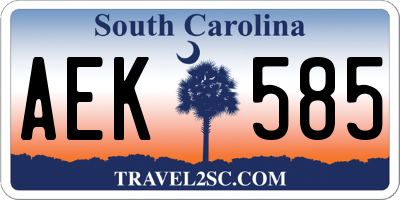 SC license plate AEK585