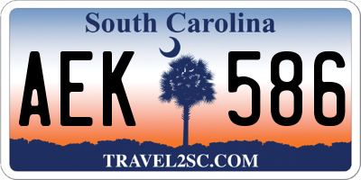 SC license plate AEK586