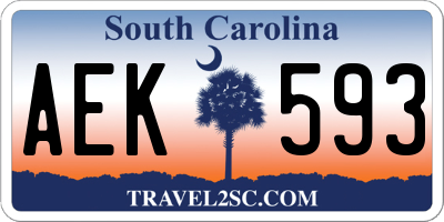 SC license plate AEK593