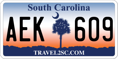 SC license plate AEK609