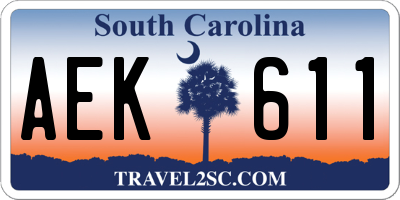 SC license plate AEK611