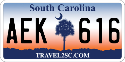 SC license plate AEK616