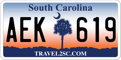 SC license plate AEK619