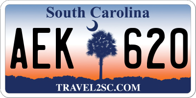 SC license plate AEK620