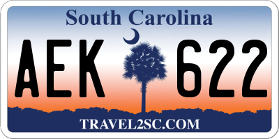 SC license plate AEK622