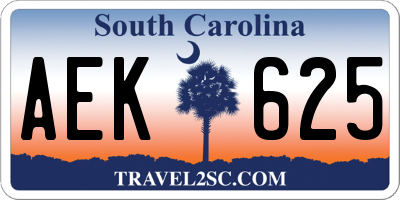 SC license plate AEK625