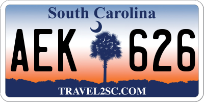 SC license plate AEK626