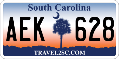 SC license plate AEK628