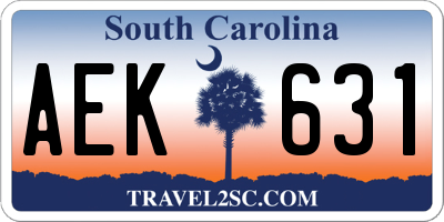 SC license plate AEK631