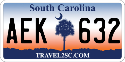 SC license plate AEK632