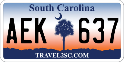 SC license plate AEK637