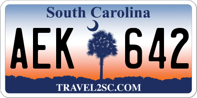 SC license plate AEK642