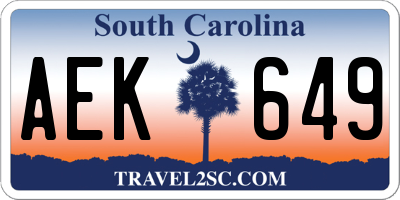 SC license plate AEK649