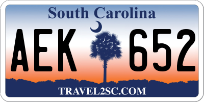 SC license plate AEK652