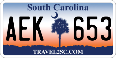SC license plate AEK653