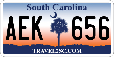 SC license plate AEK656