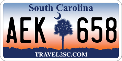 SC license plate AEK658