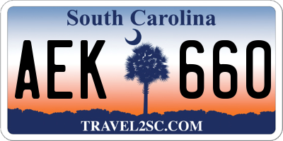 SC license plate AEK660