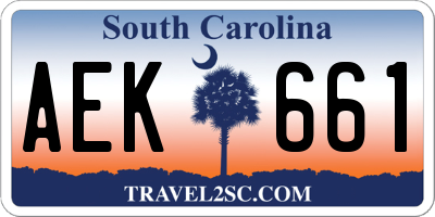 SC license plate AEK661