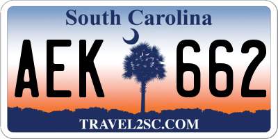 SC license plate AEK662