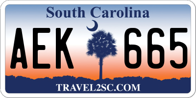 SC license plate AEK665