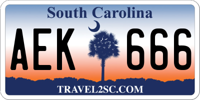 SC license plate AEK666