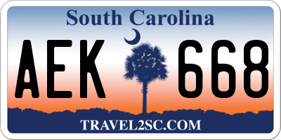 SC license plate AEK668