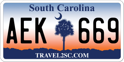 SC license plate AEK669