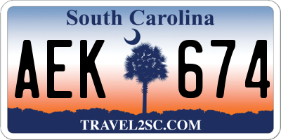 SC license plate AEK674