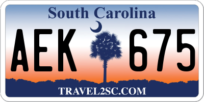 SC license plate AEK675