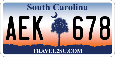 SC license plate AEK678