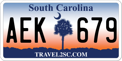 SC license plate AEK679
