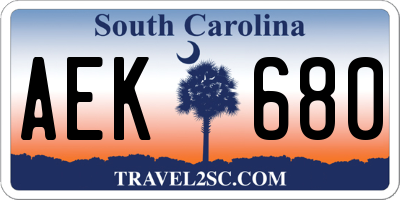 SC license plate AEK680