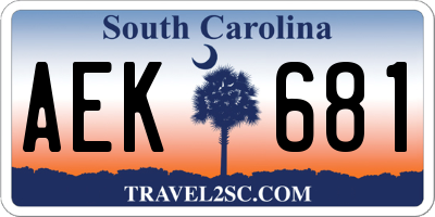 SC license plate AEK681