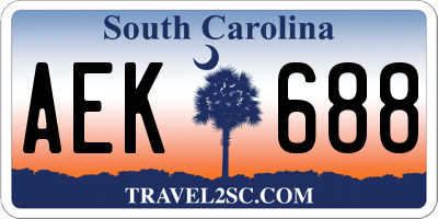 SC license plate AEK688