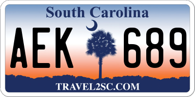 SC license plate AEK689