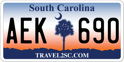 SC license plate AEK690