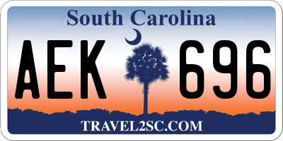 SC license plate AEK696