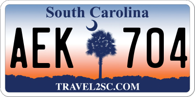 SC license plate AEK704