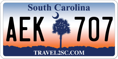 SC license plate AEK707