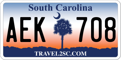 SC license plate AEK708