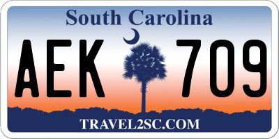 SC license plate AEK709